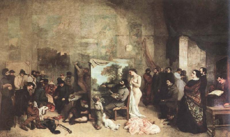 Gustave Courbet the studio of the painter,a real allegory Norge oil painting art